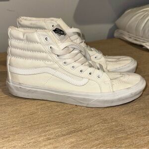 Vans White Old School High Tops Skater Shoes Sneakers Women’s 9 Men’s 7.5 VGUC